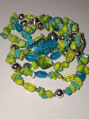 Multicolor Stretchy  Beaded Wrap Stacked Cluster Bracelets New!
